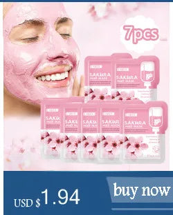 50pcs Moisturizing Facial Mask Hyaluronic Acid Natural Fruit Plant Sheet Face Mask Shrink Pore Oil Control Smoothing Skin Care