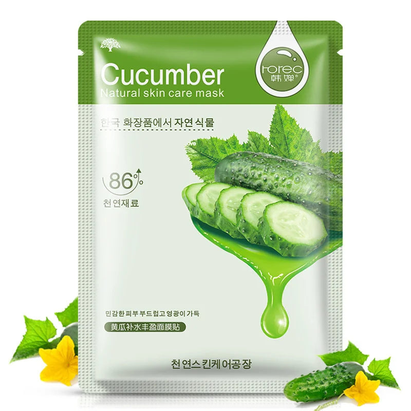 50pcs Moisturizing Facial Mask Hyaluronic Acid Natural Fruit Plant Sheet Face Mask Shrink Pore Oil Control Smoothing Skin Care