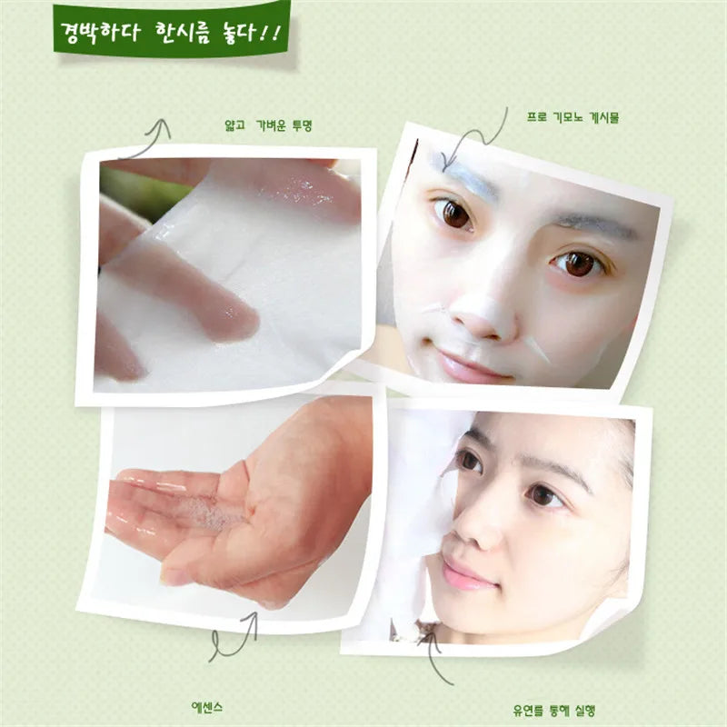 50pcs Moisturizing Facial Mask Hyaluronic Acid Natural Fruit Plant Sheet Face Mask Shrink Pore Oil Control Smoothing Skin Care