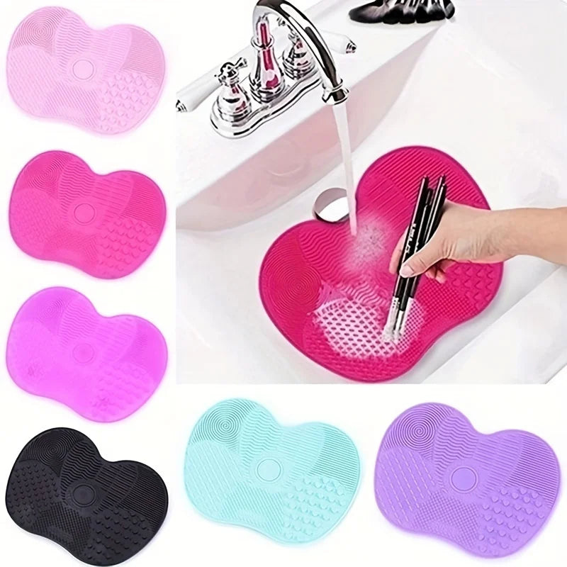 1Pc Silicone Apple-Shaped Makeup Brush Cleaner Pad With Suction Cup For Effective Cosmetic Tool Cleaning