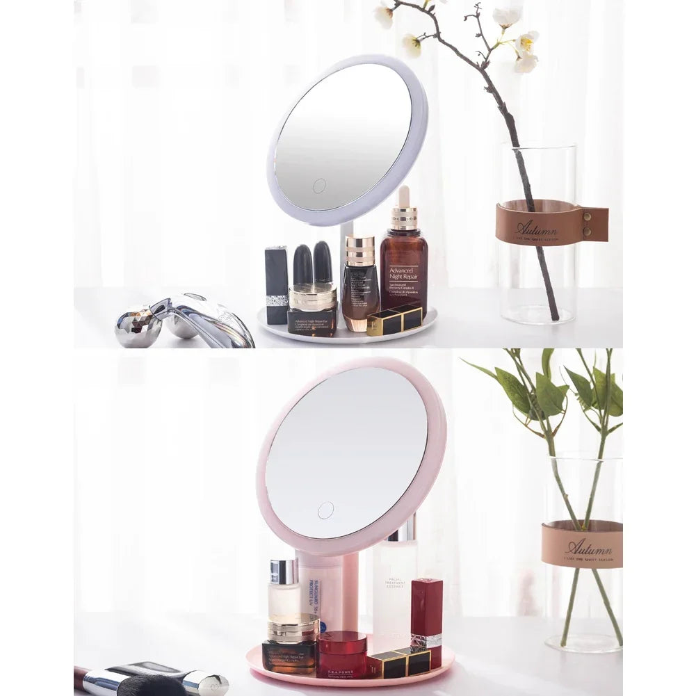 Makeup Mirror With Light  White LED Daylight Vanity Mirror Detachable/Storage Base 3 Modes Mirror With Light Gift USB Cable