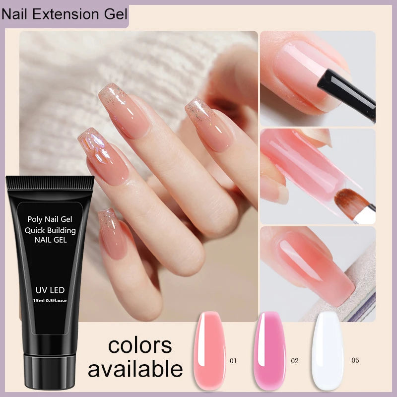 Nail Extension Gel Set UV Varnish Nail Art Manicure Kit Full Manicure Set Slip Solution Nail Art Quick Extension Gel Tool Set