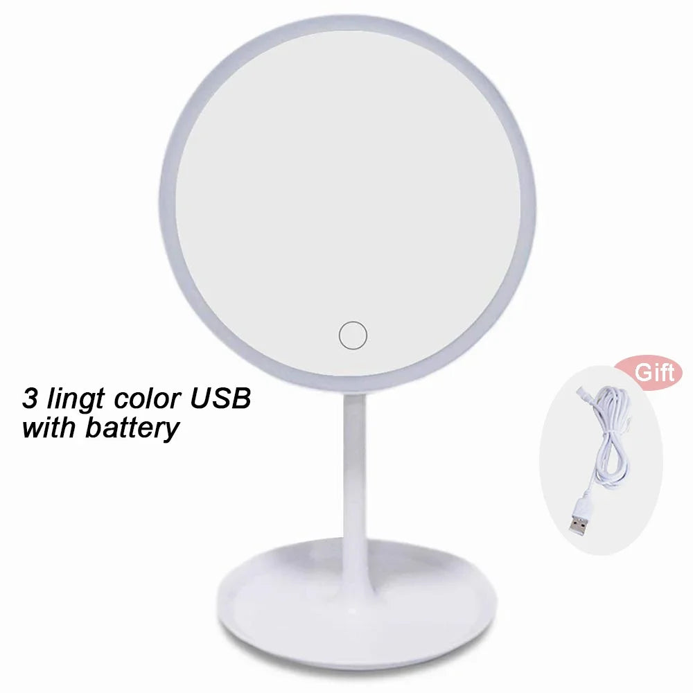 Makeup Mirror With Light  White LED Daylight Vanity Mirror Detachable/Storage Base 3 Modes Mirror With Light Gift USB Cable