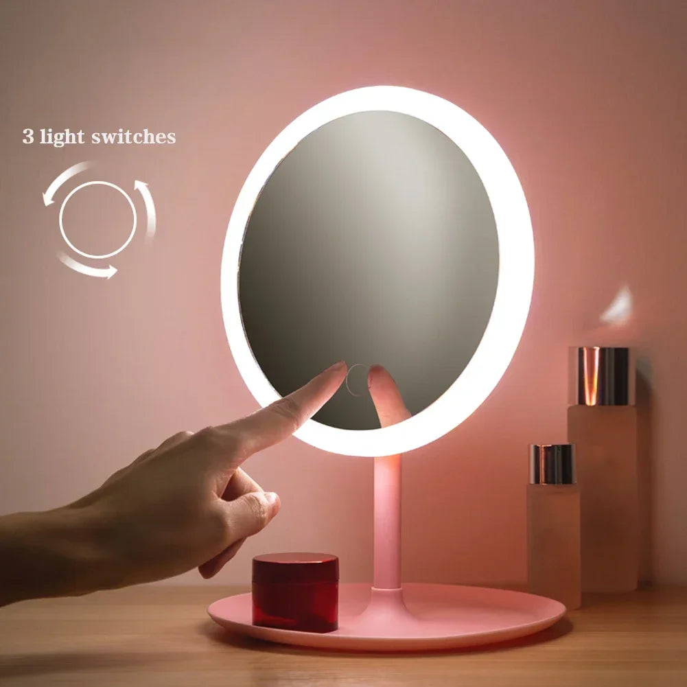 Makeup Mirror With Light  White LED Daylight Vanity Mirror Detachable/Storage Base 3 Modes Mirror With Light Gift USB Cable