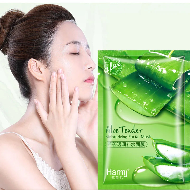 50pcs Moisturizing Facial Mask Hyaluronic Acid Natural Fruit Plant Sheet Face Mask Shrink Pore Oil Control Smoothing Skin Care