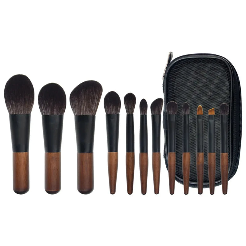 Portable 12 Piece Mini Wool Cosmetic Brush Set Short Shot Eye Shadow Brush Concealer Travel Package pinceaux de