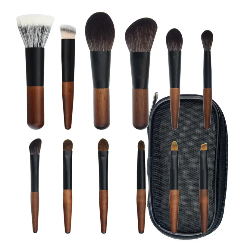 Portable 12 Piece Mini Wool Cosmetic Brush Set Short Shot Eye Shadow Brush Concealer Travel Package pinceaux de