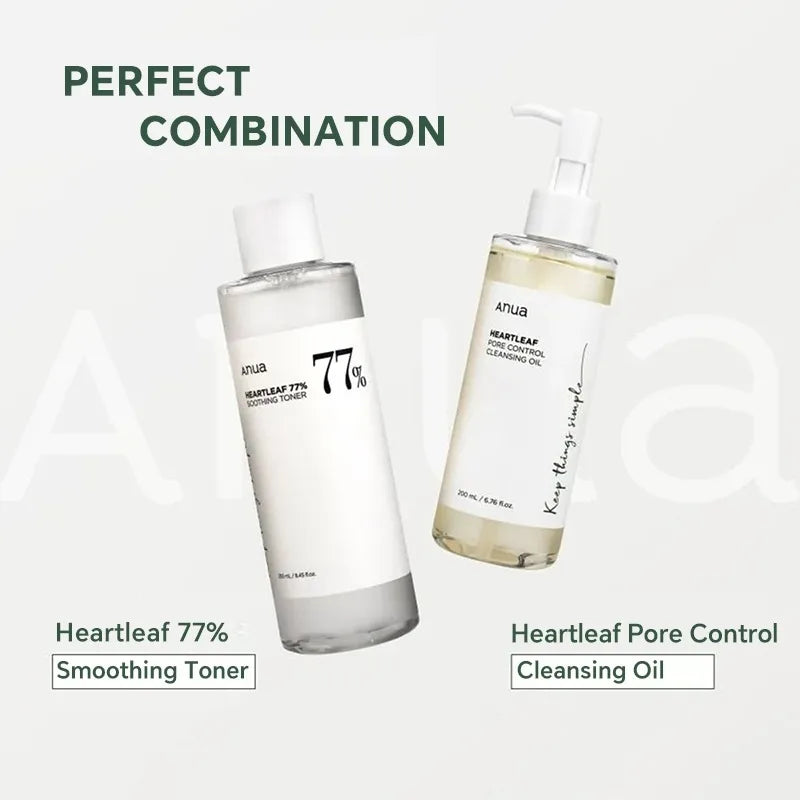 Korean Anua Skin Care Set Heartleaf  77% Toner Deep Cleansing Oil Remove Cosmetic Face Cleanser Skincare Products Original