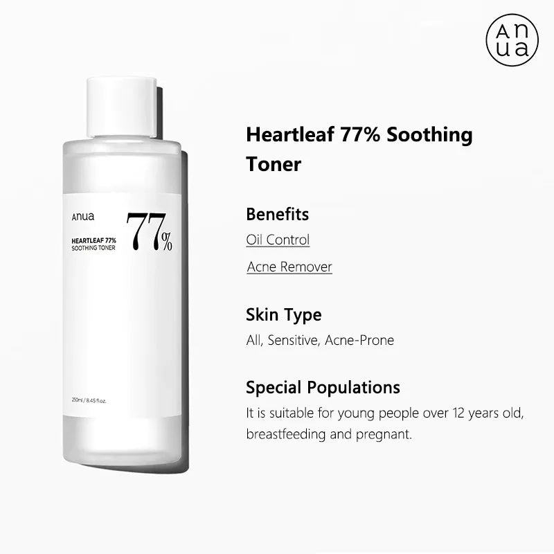 Korean Anua Skin Care Set Heartleaf  77% Toner Deep Cleansing Oil Remove Cosmetic Face Cleanser Skincare Products Original