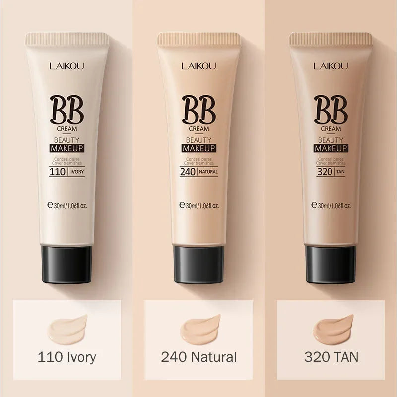 LAIKOU BB Cream 18 Hour Longlasting Liquid Foundation Waterproof Anti-acne Marks Flawless Natural Face Base Makeup Moisturize