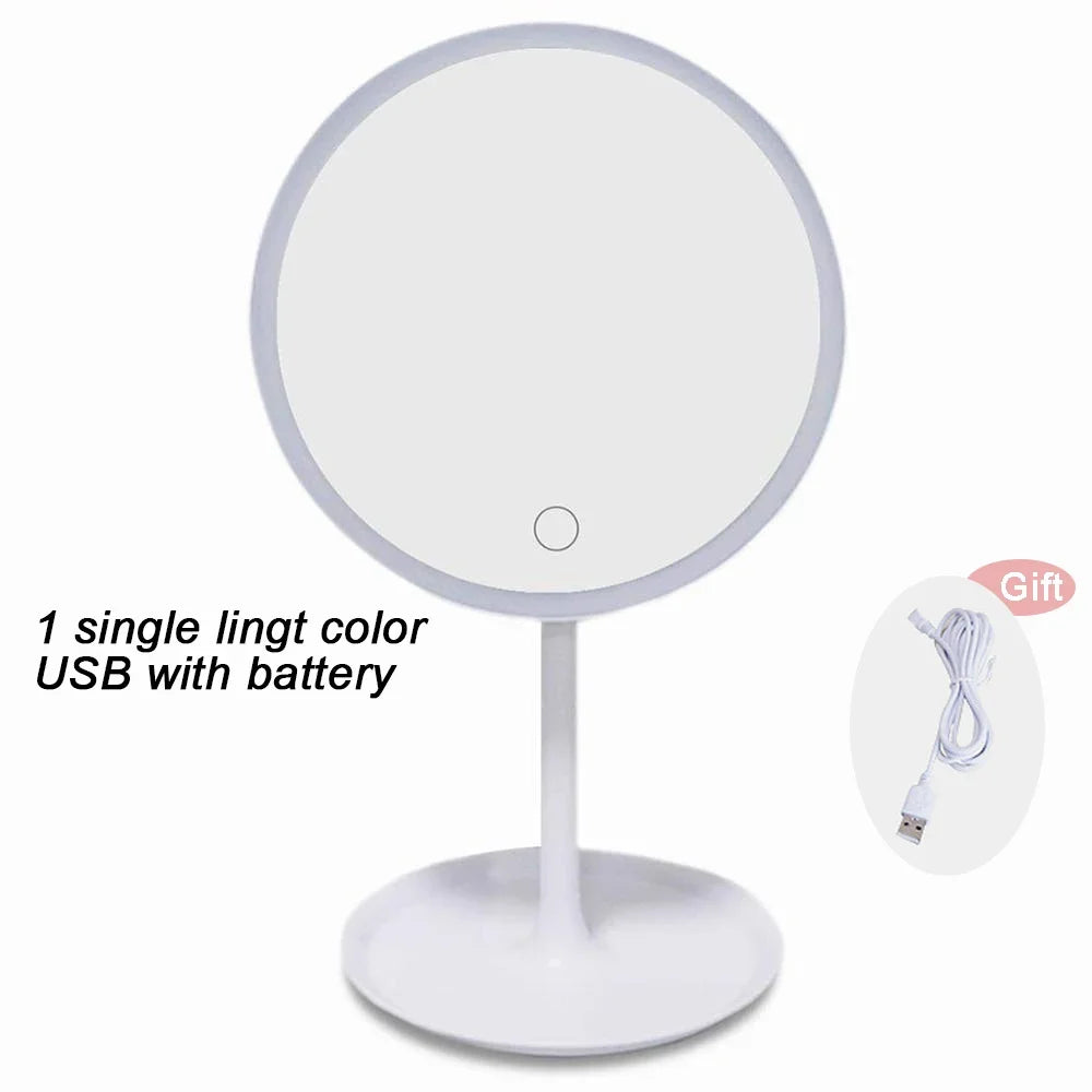 Makeup Mirror With Light  White LED Daylight Vanity Mirror Detachable/Storage Base 3 Modes Mirror With Light Gift USB Cable