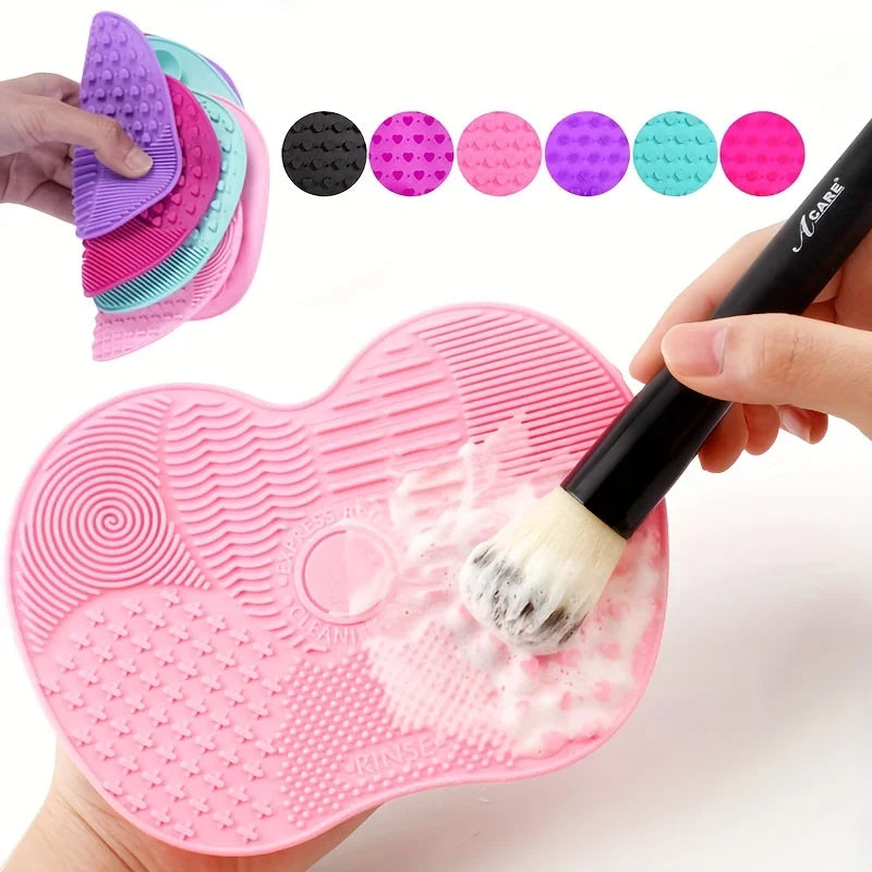 1Pc Silicone Apple-Shaped Makeup Brush Cleaner Pad With Suction Cup For Effective Cosmetic Tool Cleaning