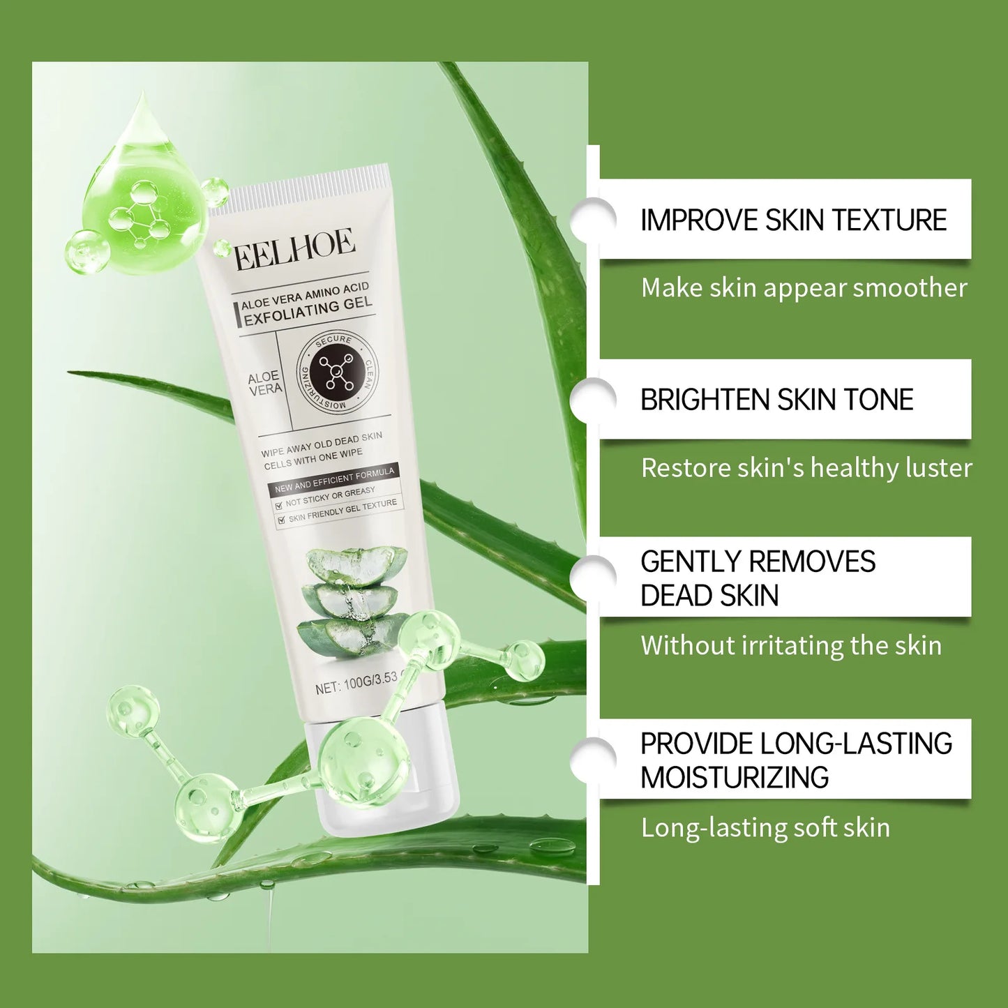 Aloe Vera Exfoliating Gel Vitamin E for the Face Lightening Clean Skin Brightening Oil Control Vitamin C Facial Exfoliator 100g